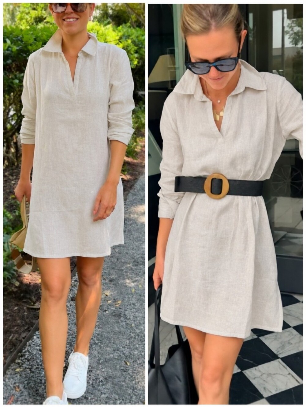 Madison Mathews Linen Darren Mini Tan Beige Dress, XXL